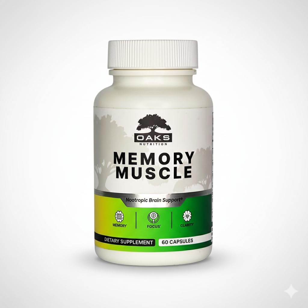 Memory Muscle – Advanced Nootropic Brain Supplement with Vitamin B12, Bacopa Monnieri & DMAE for Focus, Memory, Mental Clarity & Clean Energy – Premium Cognitive Support Formula Oaks NutritionAu supplements