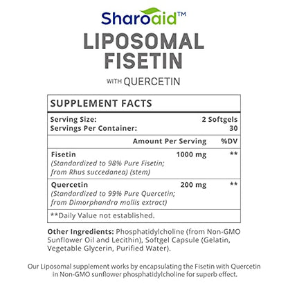 Sharoaid Liposomal Fisetin with Quercetin Supplements 1200 mg per Serving,High Absorpti SharoaidUS supplements