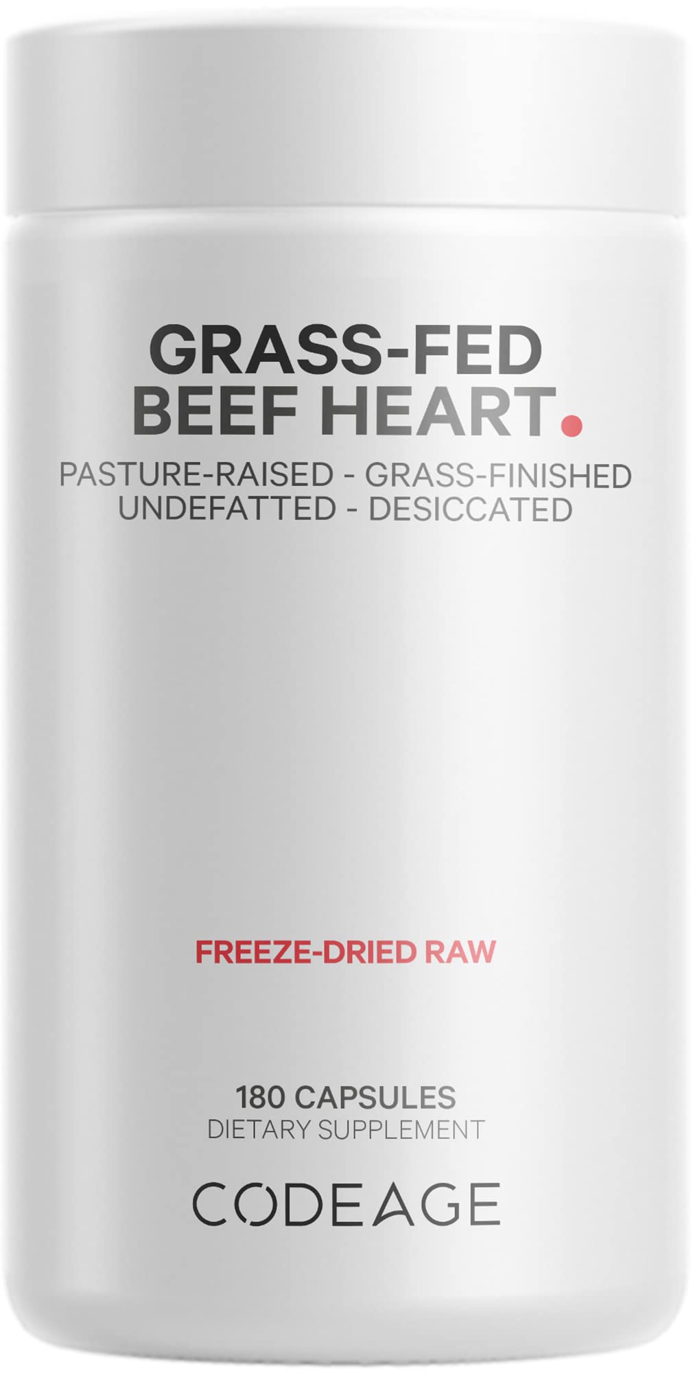 Codeage Grass Fed Beef Heart Supplement - Freeze Dried, Non-Defatted, Desiccated Glandular Supplements - Bovine Meat & Liver Pills - Beef Vitamins for Heart - Non-GMO -180 Capsules CodeageAu supplements