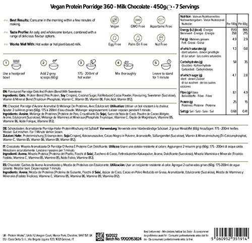 Protein Works - Vegan Protein Porridge 360 | High Protein Breakfast | Plant-Based | Chocolate | 450g THE PROTEIN WORKSAu supplements