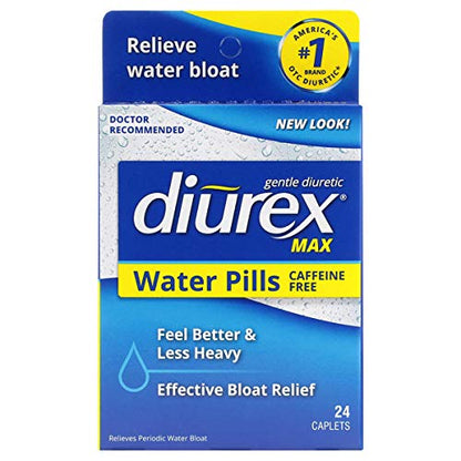 Diurex Max Water Pills - Maximum Strength Caffeine Free Diuretic - Relieve Water Bloat - 24 Count DiurexUS supplements