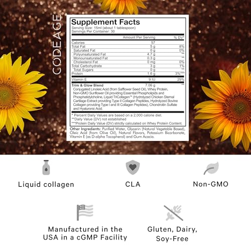 Codeage Liquid Collagen Supplement Chocolate Flavor, Beauty Trim & Glow Liposomal CodeageUS supplements