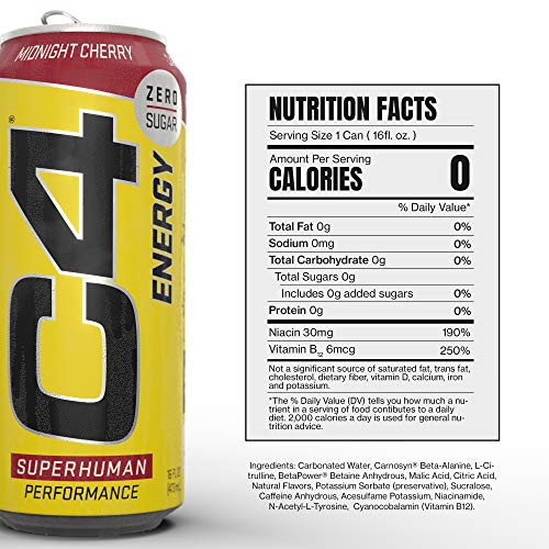 C4 Energy Carbonated Zero Sugar Energy Drink, Pre Workout Drink + Beta Alanine, Midnight CellucorUS supplements