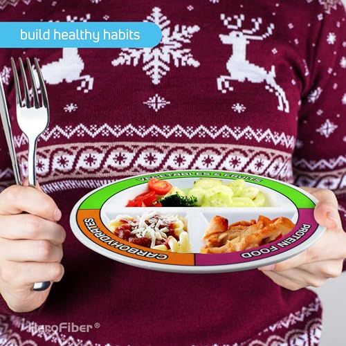 Portion Control Bariatric Plates and Bowls Set of 2 (4pcs Total) - Self-Measuring Plates HeroFiberUS supplements