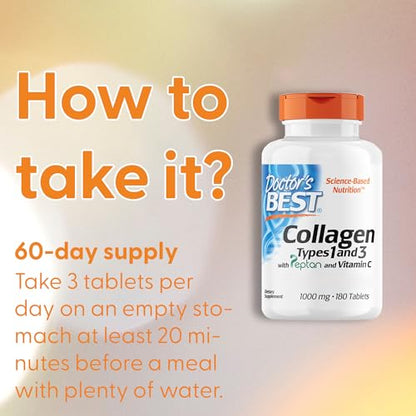 Doctor's Best, Collagen Types 1 and 3, Peptane & Vitamin C, 1,000mg, 180 Tablets Doctor's BESTUS supplements