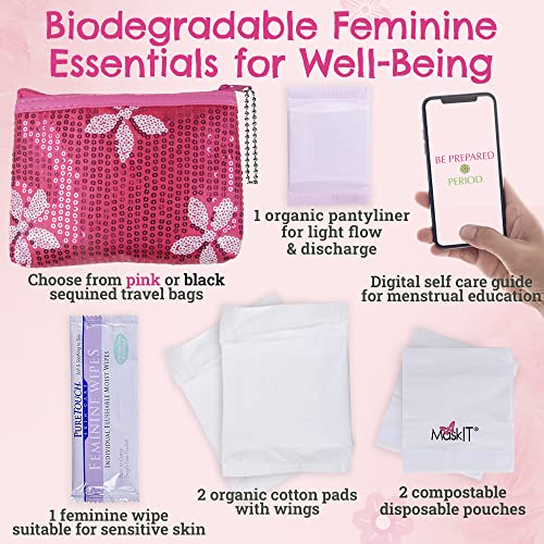 First Period Kit To-go! - Organic Biodegradable Tween Pads & Liner - Period Bags for Teen Girls Be Prepared. Period.Au supplements