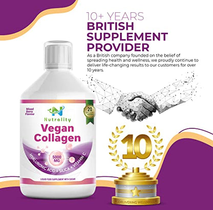 Nutrality Vegan Liquid Collagen | Premium-Grade 5000mg Hydrolyzed Collagen Peptides with Silica, Biotin NutralityUS supplements