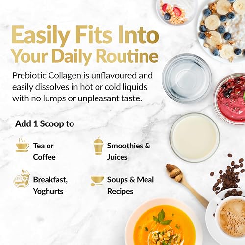 Prebiotic Collagen Powder - 390g Hydrolysed Bovine Collagen Peptides with Prebiotics for Gut Health & Skin Inner VitalityUS supplements