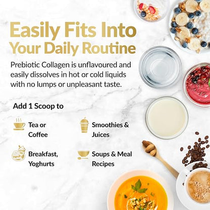 Prebiotic Collagen Powder - 390g Hydrolysed Bovine Collagen Peptides with Prebiotics for Gut Health & Skin Inner VitalityUS supplements