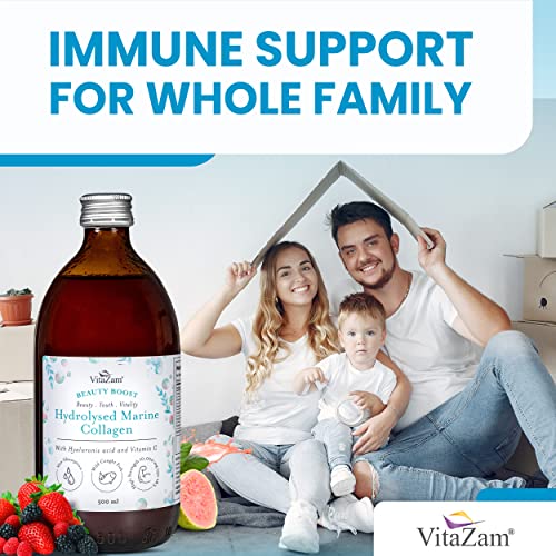 VitaZam Marine Collagen Liquid 10000mg with Hyaluronic Acid, Hydrolysed Peptide, Biotin for Hair, Skin, Nails, Joint, and Muscles, 500 ml VitaZamAu supplements