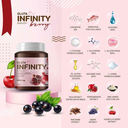 Gluta Infiniy 1000mg L-Glutathione Supplement Tripeptide Fish Collagen L-Glutamine Ascorbic Alizée SpaUS supplements