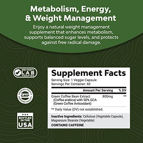 Pure Green Coffee Bean Extract Supplement – Best for Weight Loss Appetite Suppressant Natures CraftUS supplements
