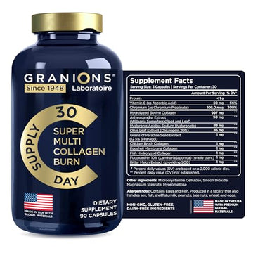 Thermogenic Hydrolyzed Collagen Burn - Hyaluronic Acid, Vitamin C, Multi Collagen Complex GranionsUS supplements