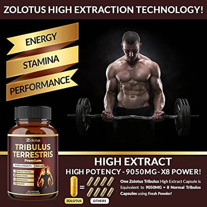 Tribulus Terrestris Supplement for Men & Women, 9050mg Per Capsule, 5-Month Supply ZolotusUS supplements