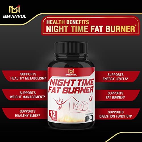 BMVINVOL Night Time Fat Burner 120Capsules, 12-in-1 Powerful Blend of Green Tea BMVINVOLUS supplements