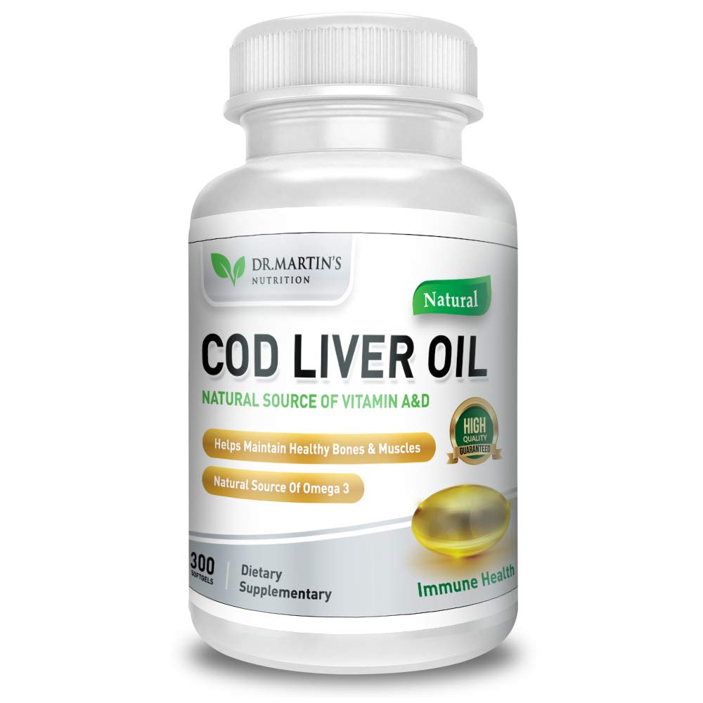 COD Liver Oil | 300 Softgels | Natural Source of Omega 3 Fatty Acids | Triple Strength | Best Immune Health, Healthy Bones & Muscle Dietary Supplement | DR. MARTIN'S NUTRITIONAu supplements