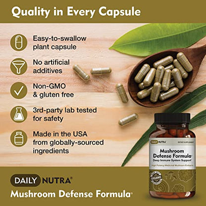 DailyNutra Mushroom Defense Formula - Immune Support Supplement | Organic DailyNutraUS supplements