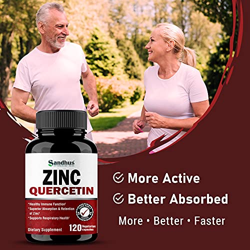 Sandhu's Zinc Quercetin 120 Vegetarian Capsules – Zinc Supplements for Antioxidant Sandhu'sUS supplements