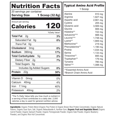 NATURELO Plant Protein Powder, Vanilla, 22g Protein - Non-GMO, 20 Ser NATURELOUS supplements