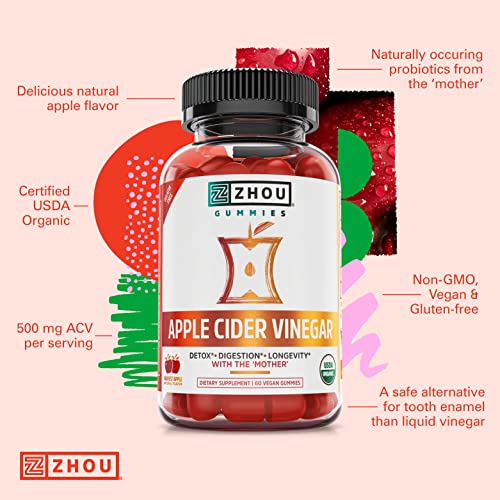 Zhou Nutrition Apple Cider Vinegar Gummies with The Mother, ACV Detox & Cleanse Zhou NutritionAu supplements