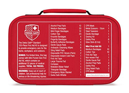 Swiss Safe 2-in-1 First Aid Kit (120 Piece) + Bonus 32-Piece Mini Kit Swiss SafeUS supplements