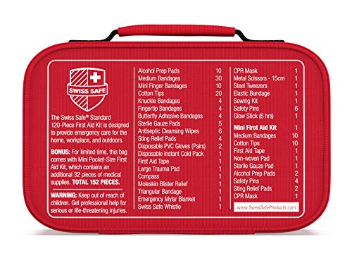 Swiss Safe 2-in-1 First Aid Kit (120 Piece) + Bonus 32-Piece Mini Kit Swiss SafeUS supplements