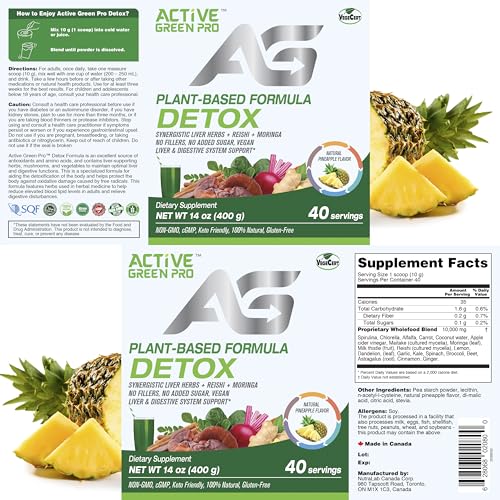 Active Green Pro - Detox Powder, Blend of Synergistic Liver Herbs, Reishi, Moringa Active Green ProAu supplements