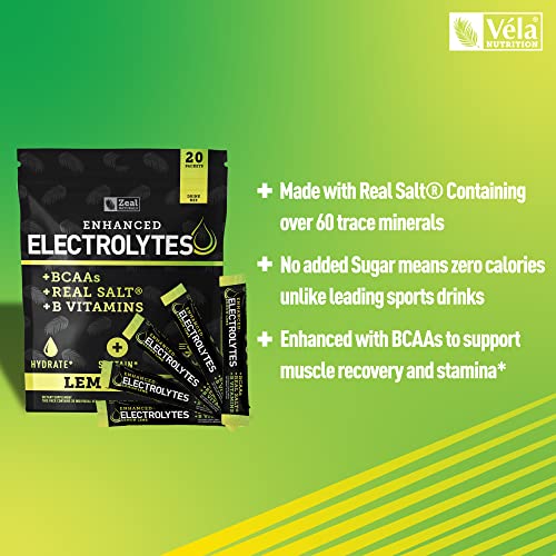 Enhanced Electrolyte Powder Stick Packs (Lemon Lime - 20 Packets) Sugar Free Zeal NaturalsAu supplements
