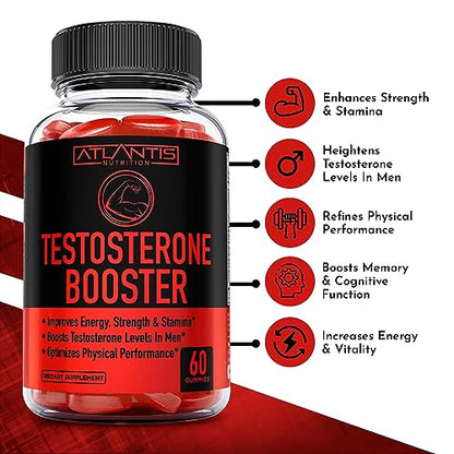 Testosterone Booster For Men Gummies - Enhances Strength & Stamina - Optimizes Physical Atlantis NutritionUS supplements