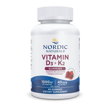 Nordic Naturals Vitamin D3 + K2 Gummies, Pomegranate - 60 Gummies - 1000 IU Vitamin D3 + 45 mcg K2 - Great Taste - Bone Health, Promotes Healthy Muscle Function - Non-GMO - 60 Servings Nordic NaturalsAu supplements