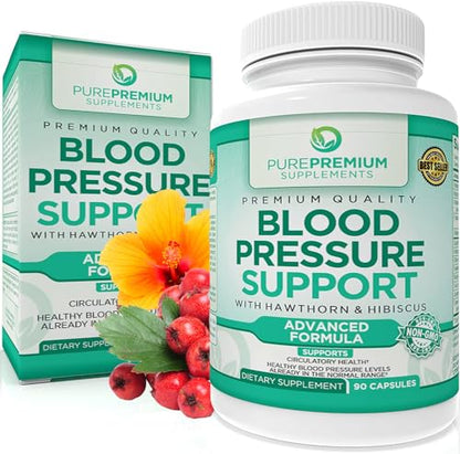 PurePremium Blood Pressure Support Supplement with Hawthorn, Hibiscus & Garlic Extract PurePremium SupplementsUS supplements