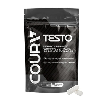COURA Mens Testo Booster and Multivitamin for Men, 220 Capsules (55 Servings), with Shilajit, Zinc, Magnesium, L-Arginine, and Citrulline, Performance Support COURAAu supplements