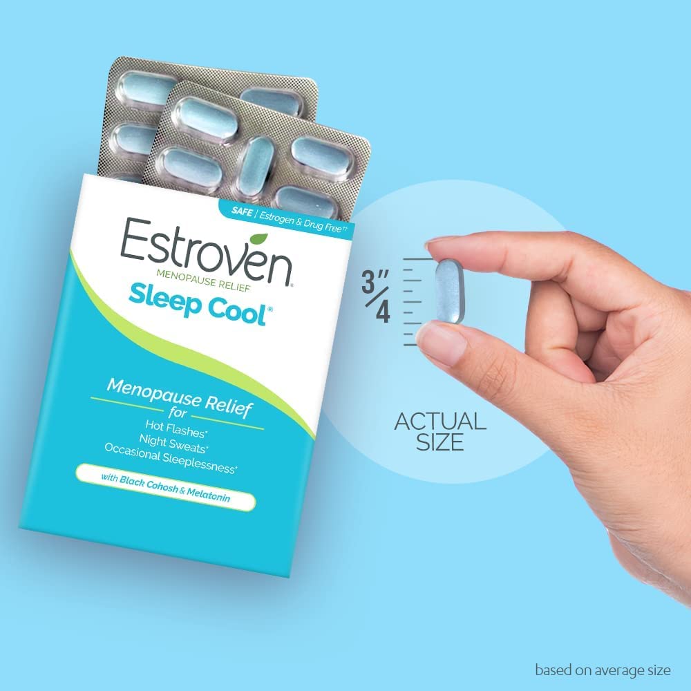Estroven Sleep Cool for Menopause Relief, 30 Ct, Sleep Support Supplement With Clinically Proven Ingredients to Relieve Menopause Symptoms plus Night Sweats & Hot Flash Relief, Drug-No & Gluten-No EstrovenAu supplements