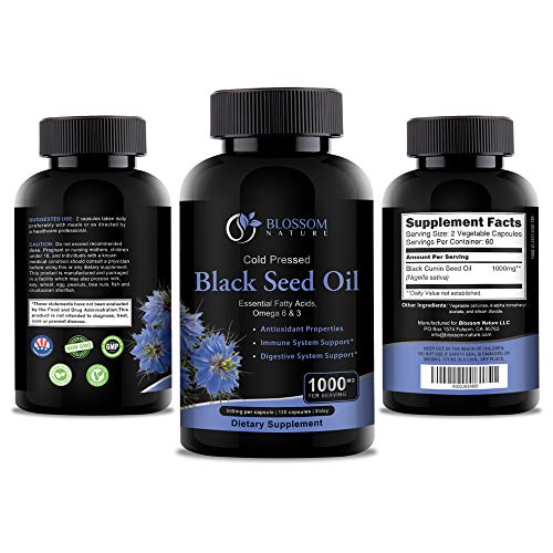 Black Seed Oil Capsules 1000mg - Premium Black Cumin Seed Oil Capsules - Black Seed Blossom NatureUS supplements