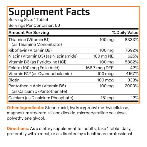 Bronson Vitamin B 100 Complex High Potency Sustained Release (Vitamin B1, B2, B3, B6) BronsonAu supplements