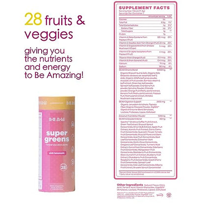 BEAM be Amazing Super Greens Powder with Prebiotics, Digestive Enzymes & Antioxidants BEAMUS supplements
