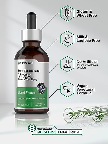 Vitex Berry Chasteberry Extract | 2 fl oz | Super Concentrated | Alcohol Free Chaste Tree HorbäachAu supplements