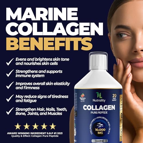 Nutrality Marine Collagen Sugar Free Liquid | Peptides, Hyaluronic Acid, Silica, Biotin, 10000mg Type 1 NutralityAu supplements