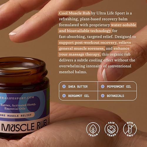 Ultra Life Sport – Premium Cooling Muscle Rub – Vegan Topical Balm with Peppermint & Bergamot – Organic, Non-GMO, Water-Based Formula – Clean Botanical Ingredients Ultra Life SportAu supplements