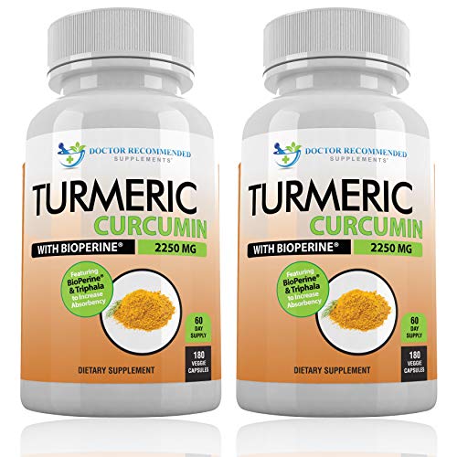 Turmeric Curcumin - 2250mg/d - 95% Curcuminoids - 180 Veggie Caps with Black Pepper DOCTOR RECOMMENDED SUPPLEMENTSUS supplements