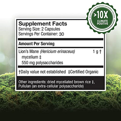 Host Defense, Lion's Mane Capsules, Promotes Mental Clarity, Focus and Memory Host DefenseUS supplements