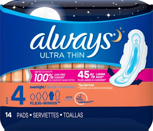 Always Ultra Thin Size 4 Overnight Pads With Wings Unscented, 14 Count (3700030165) AlwaysAu supplements