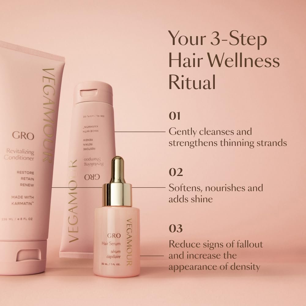 VEGAMOUR GRO Revitalizing Conditioner | Smooths, Strengthens and Adds Shine to Thinning Hair | Clean, Vegan, Cruelty-Free, Clinically Proven and Color Safe (8 Fl Oz) VEGAMOURAu supplements