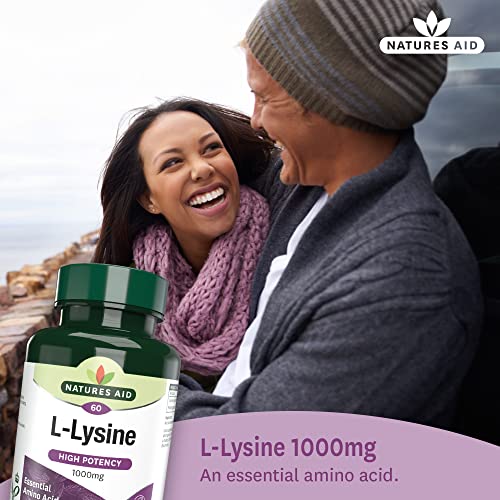 Natures Aid L-Lysine 1000 mg, High Potency Essential Amino Acid, Vegan, 60 Tablets natures aidUS supplements