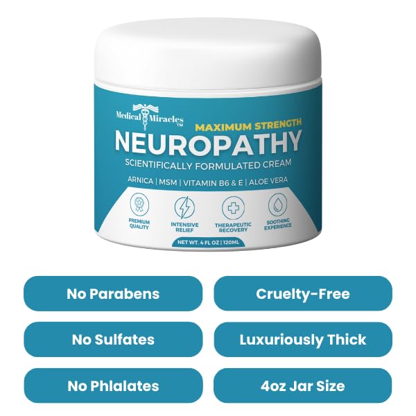 Medical Miracles Neuropathy Cream | Nerve Therapy Max-Potency Relief Cream for Feet, Hands, Legs, and Toes - Enriched with Arnica, Vitamin B6, Aloe Vera, MSM - Crafted for Exceptional Relief 4oz Medical MiraclesAu supplements
