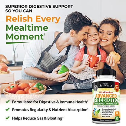 Prebiotics for Advanced Gut Health - Immune System Support & Dietary Fiber BioSchwartzUS supplements