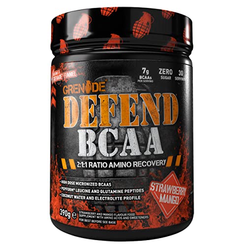 Grenade Defend BCAA Powder, Strawberry Mango, 390 g (7 g BCAA's Per Serving GrenadeUS supplements
