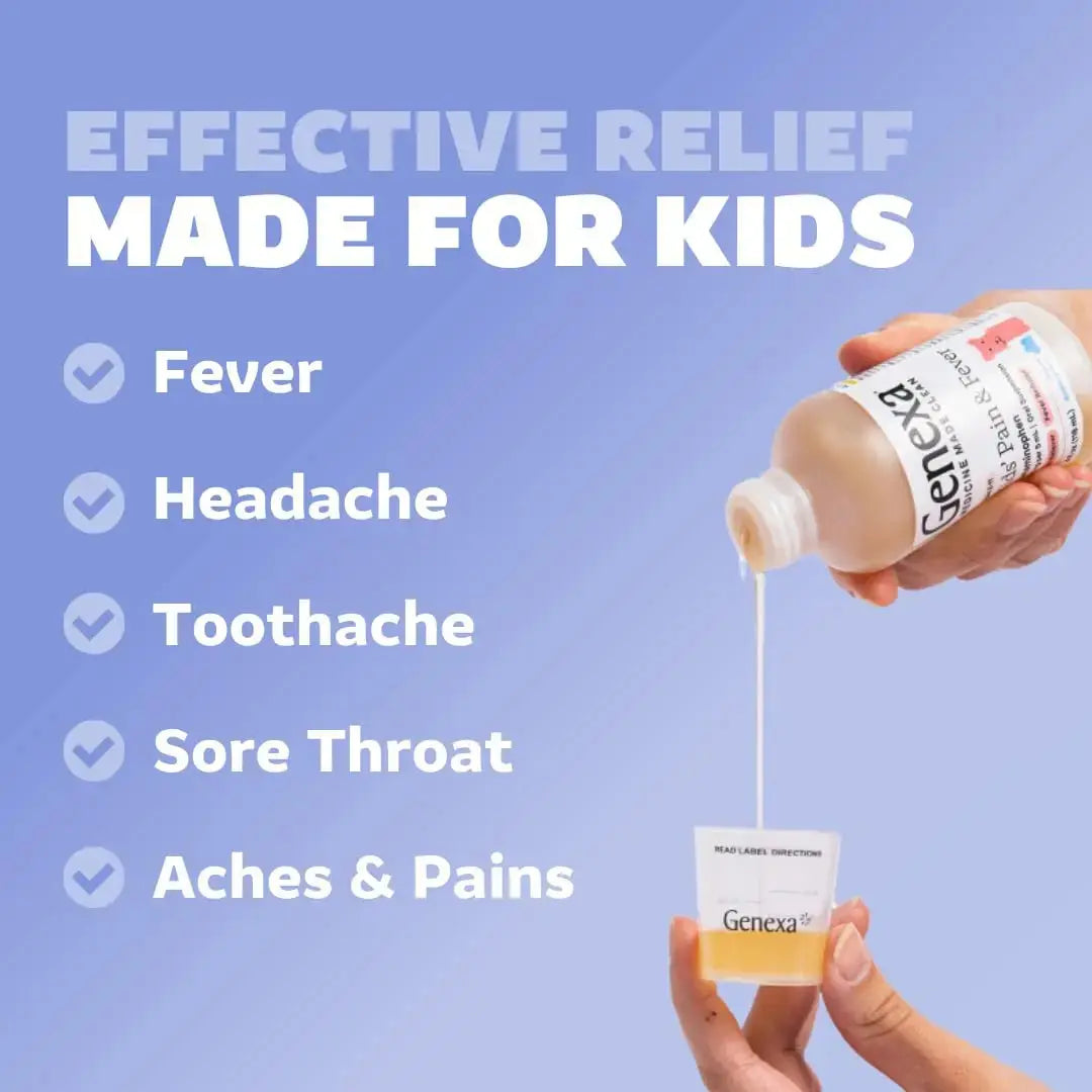 Genexa Children's Clean Acetaminophen | Pediatrician Preferred Ingredients | Pain & Fever Reducer for Kids | Dye Free, 0% Artificial Additives | Ages 2-11, Delicious Organic Blueberry Liquid, 4 fl oz GenexaAu supplements
