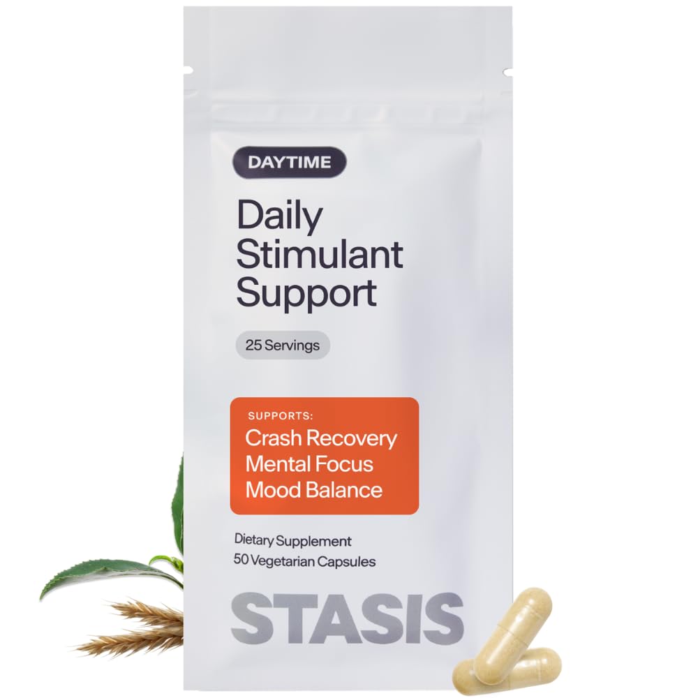 Stasis Daytime Energy & Focus Supplement for Men & Women with Vitamin D3, L Theanine, Ashwagandha & CoQ10, Cognitive Support Capsules for Morning Routines, Vegan, Non GMO, 25 Servings, 1 Month Supply STASISAu supplements